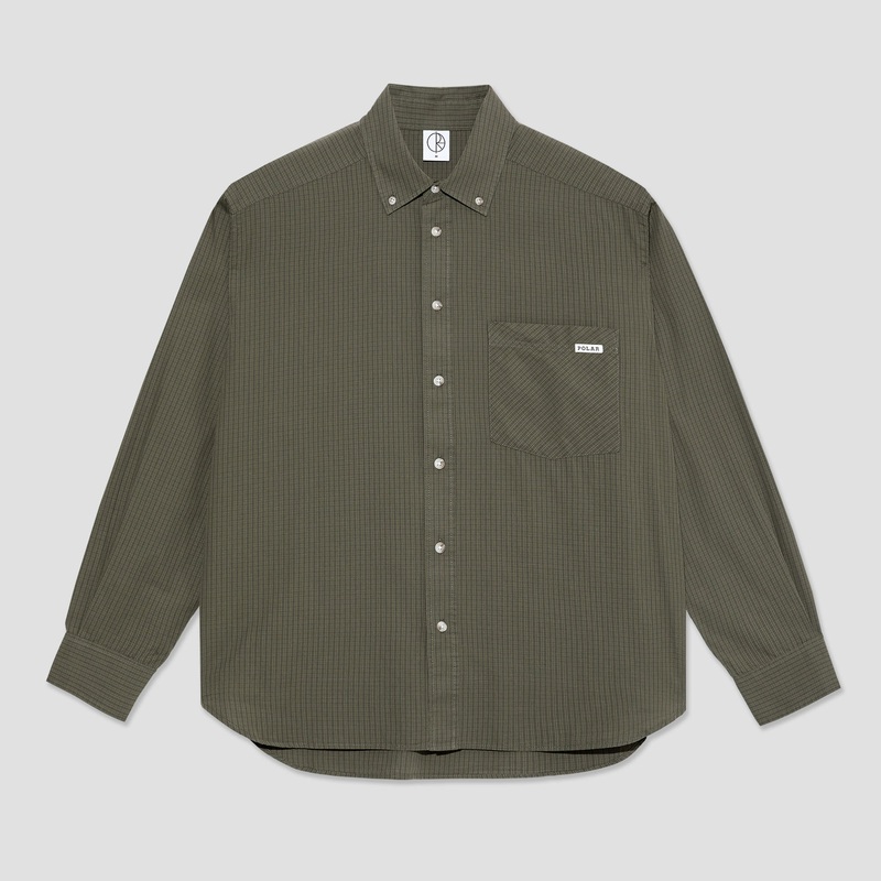 Polar Ben Longsleeve Shirt Army Green Check Small