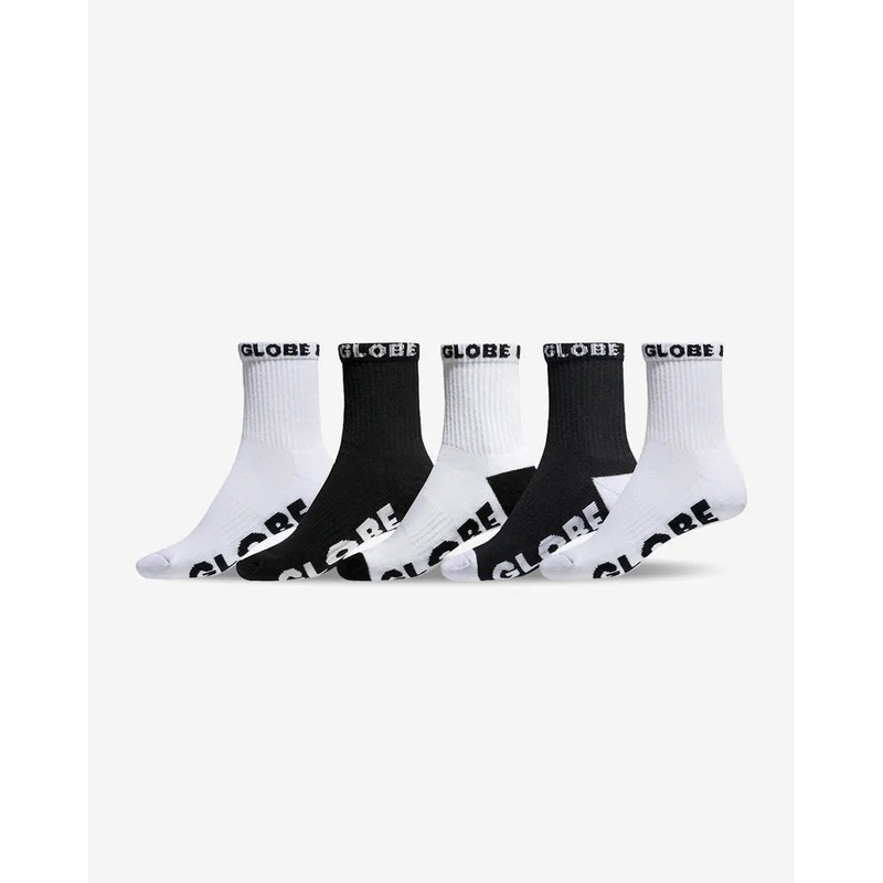 Globe Boys Quarter Sock 5 Pack Black/White ONE SIZE