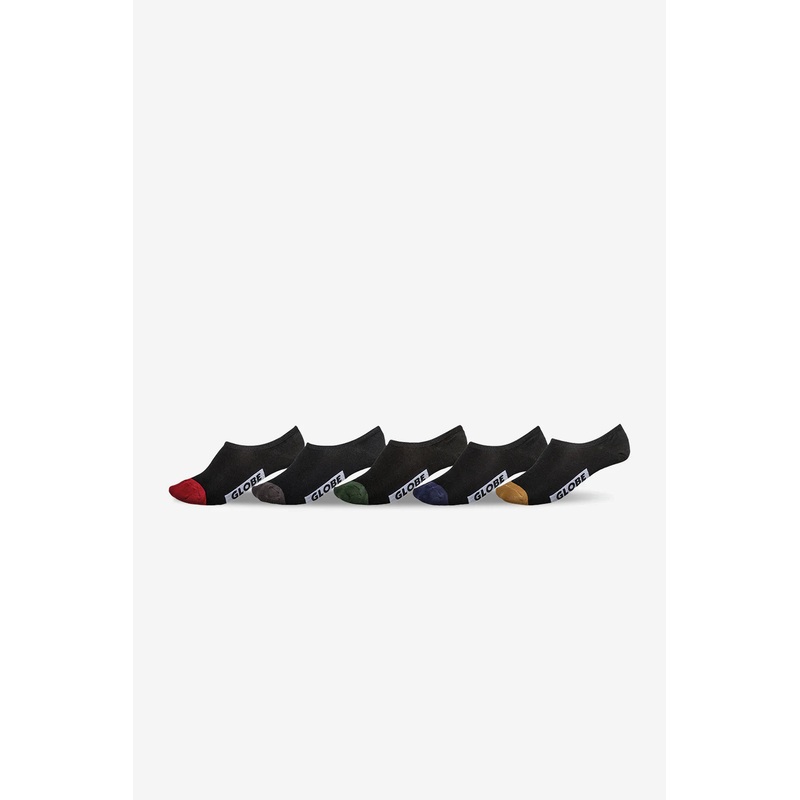 Globe Dip Invisible Socks 5 Pack BLACK ASSORTED 7 to 11