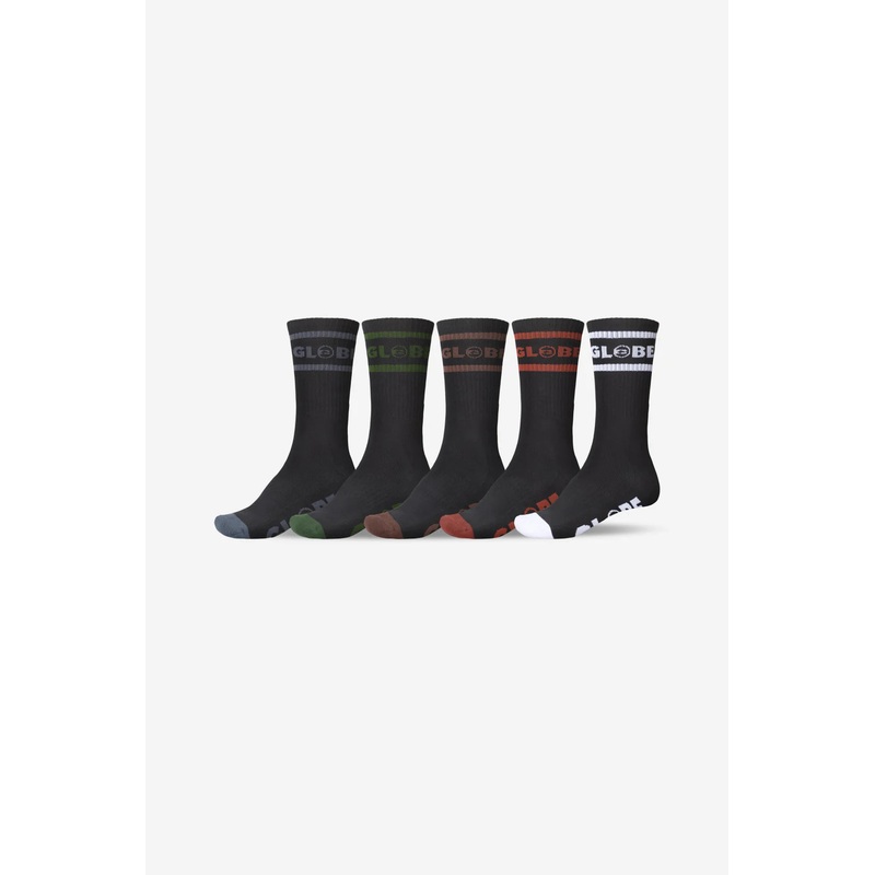 Globe Tilt Hi Crew Sock 5 Pack BLK/ASSRT 7 to 11