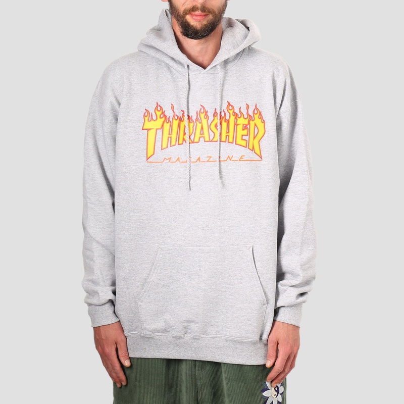 Thrasher Flame Logo Hood Heather Large