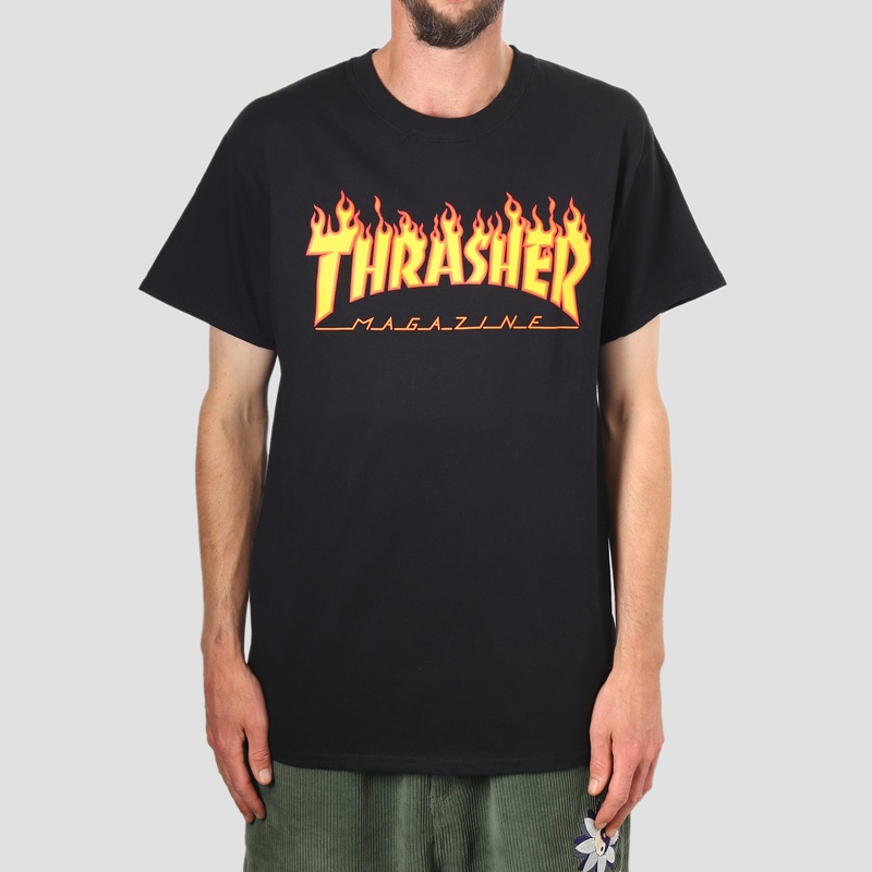 Thrasher Flame Logo T-Shirt Black Small