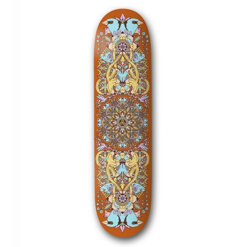 Drawing Boards Mandala Orange Skateboard Deck – 8.25″