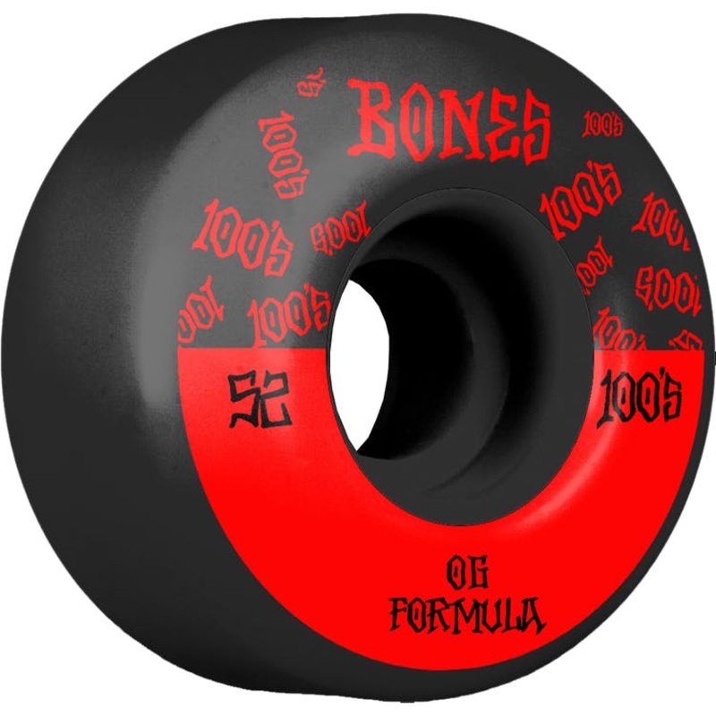 Bones 100’s #13 V4 Wide Black Skateboard Wheels – 52mm