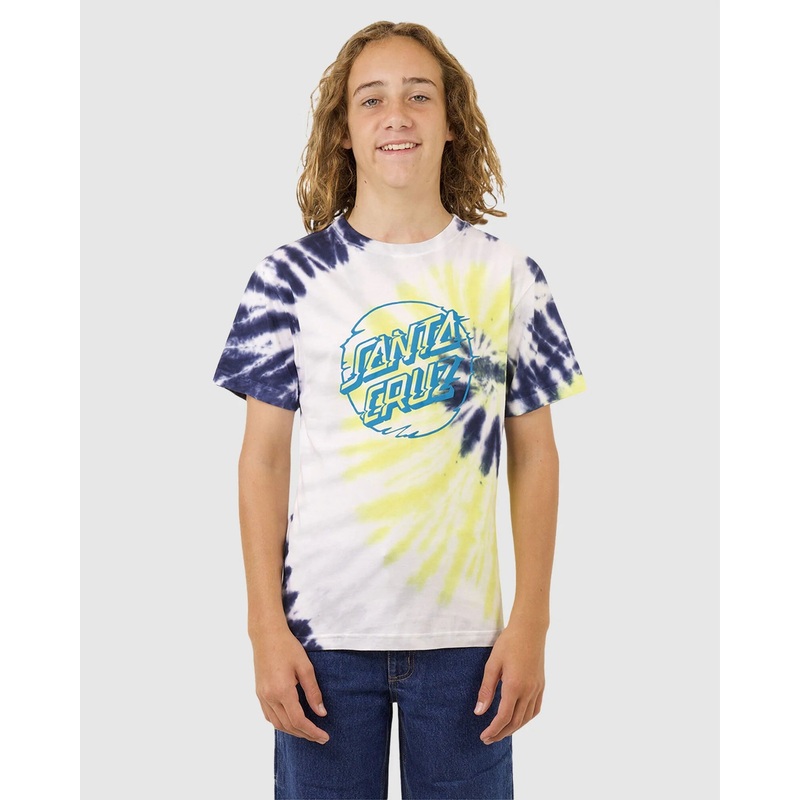Santa Cruz Vivid Dot Mono Front Boys Tee NAVY TIE DYE 6