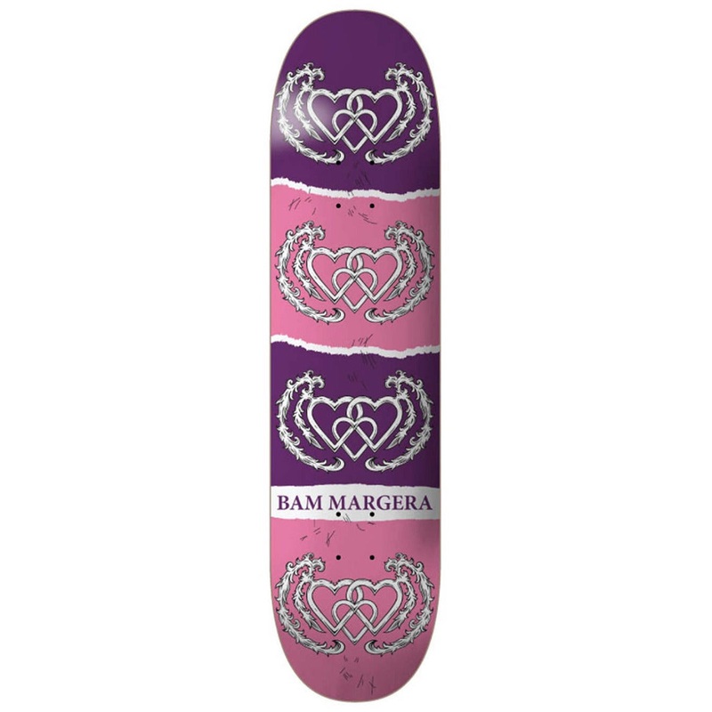 Heart Supply Bam Margera Three Hearts Purple and Pink Deck – 8.25″