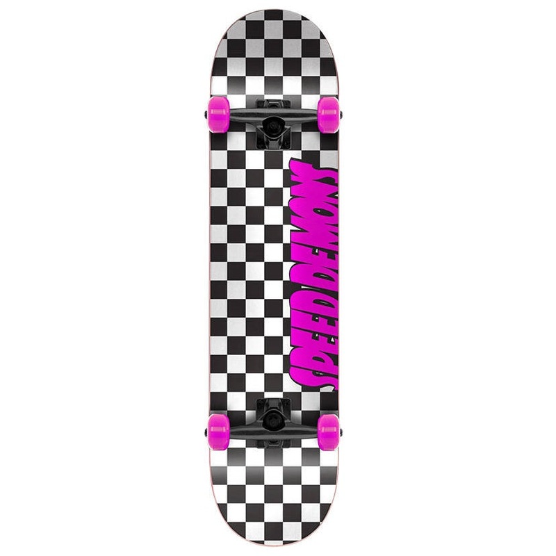 Speed Demons Checkers Black/Pink Skateboard – 7.75″