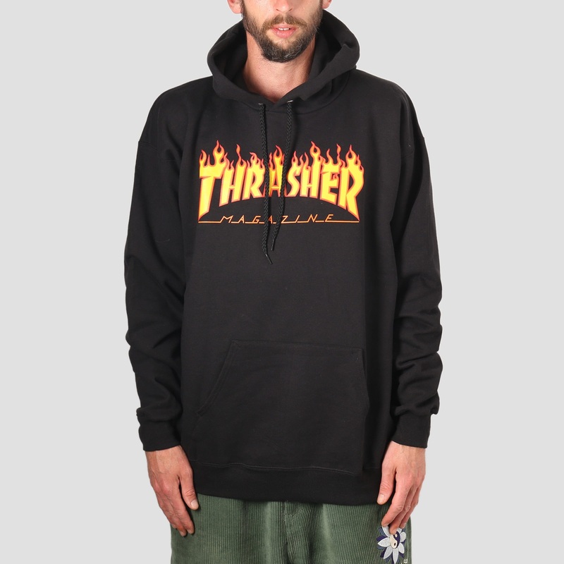 Thrasher Flame Logo Hood Black Small