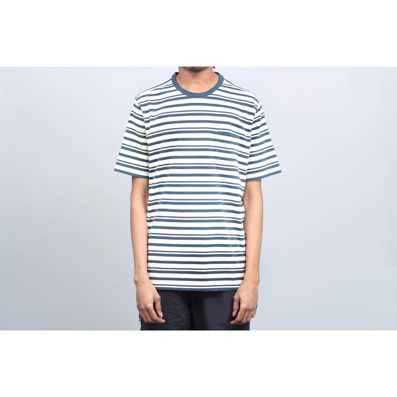 Pop Trading Blaine Stripe Pocket T-Shirt Dark Teal / Off White Small