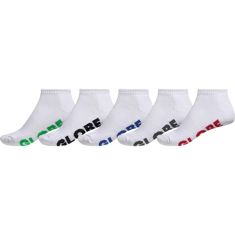 Globe Large Stealth Ankle Socks 5 Pack WHT 12 to 15