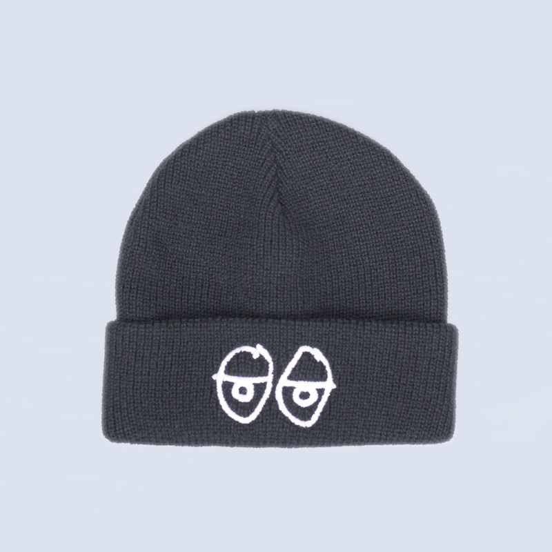 Krooked Stock Eyes Cuff Beanie Black / White