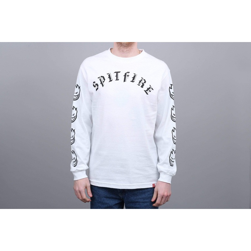 Spitfire Old E Longsleeve T-Shirt White / Black X-Large