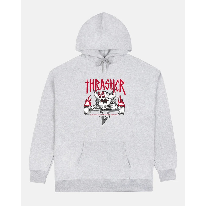 Thrasher X Toy Machine Monster-Gram Hood ASH GREY S