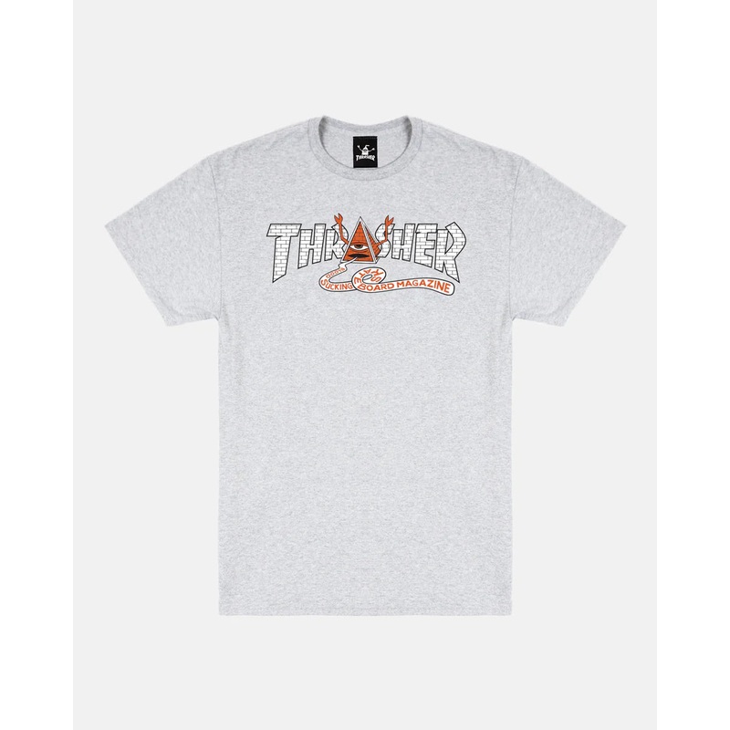 Thrasher X Toy Machine Pyramid Tee ASH GREY S