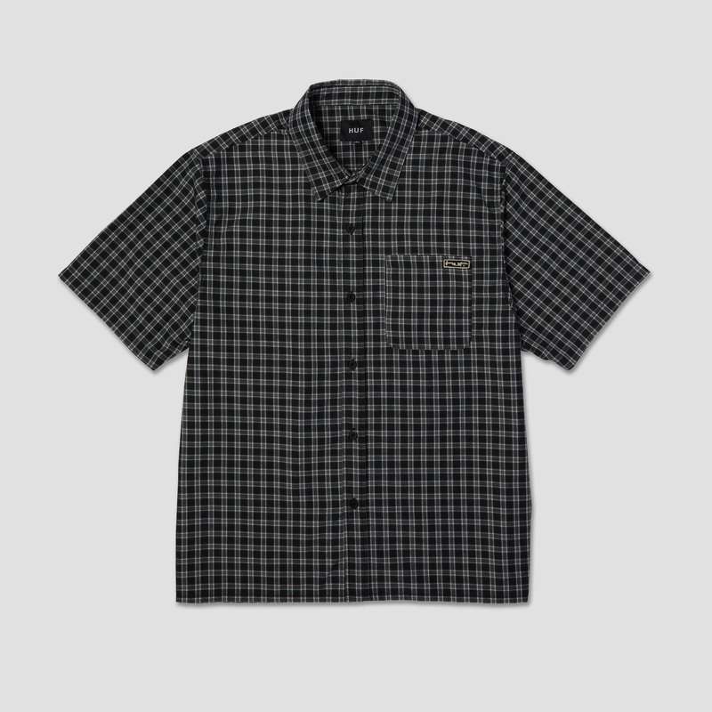 HUF Stretch Micro Plaid Shortsleeve Shirt Black Small