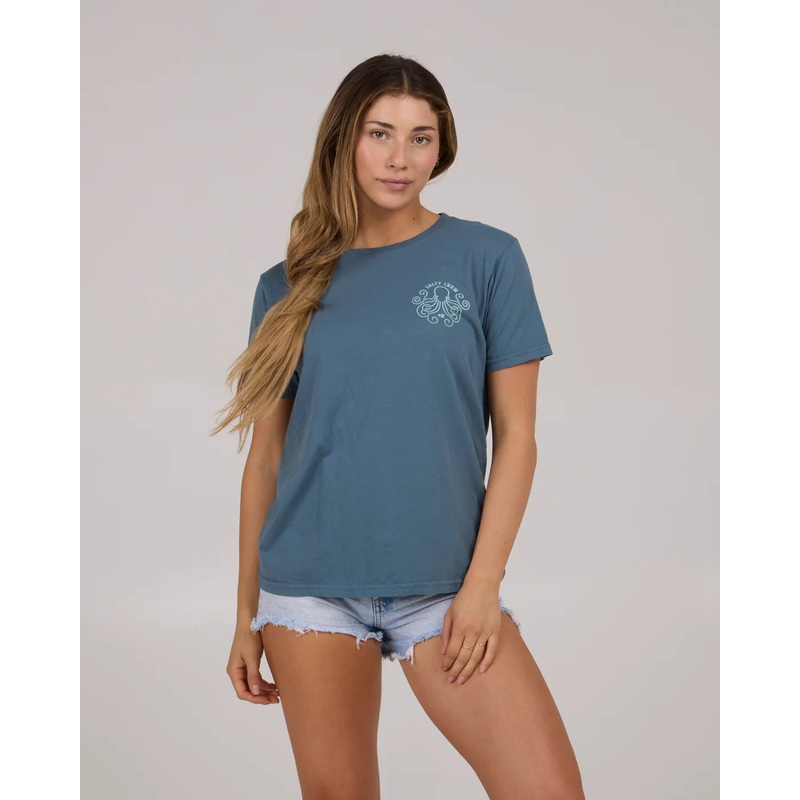 Salty Crew Crazy Eight Boyfriend Tee Fin Blue XS