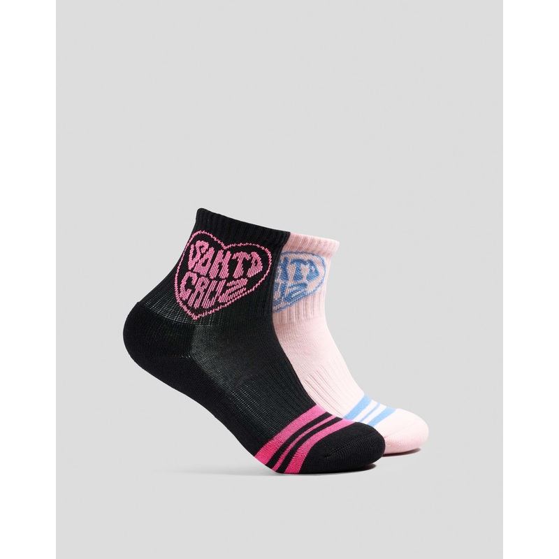 Santa Cruz Balloon Heart Mid Socks 2 Pack PINK BLACK 2/8