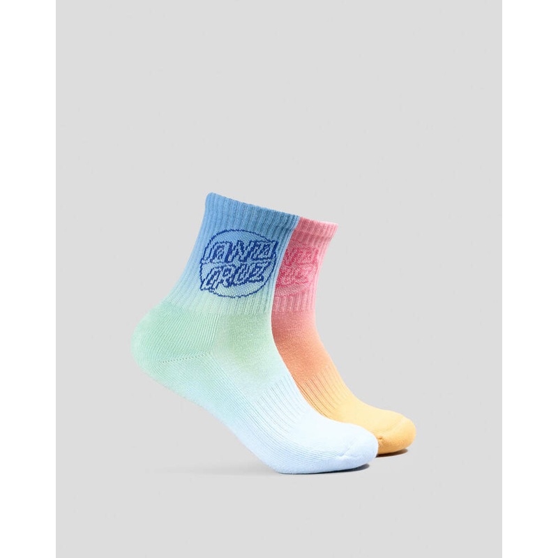 Santa Cruz Opus Dot Mid Socks 2 Pack BLUE TIE DYE PINK TIE DYE 2/8