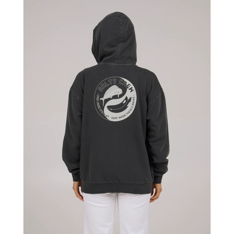 Salty Crew Fishin Yang Womens Zip Hoody Faded Black XS