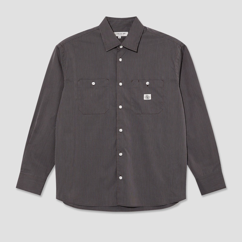Last Resort AB SM001 Poplin Shirt Navy Stripe Small