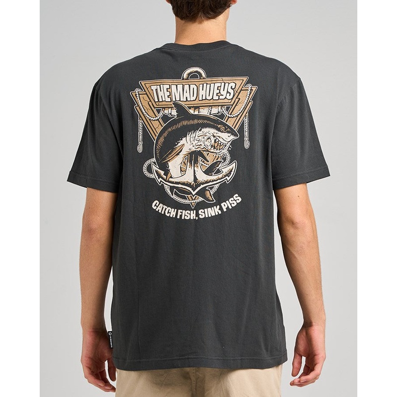 The Mad Hueys ANCHOR SHARK | SS TEE VINTAGE BLACK S