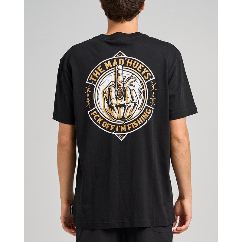 The Mad Hueys FK OFF FISH ON | SS TEE BLACK S