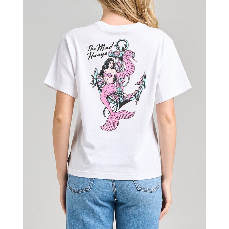 The Mad Hueys SEAHORSE ANCHOR | WOMENS SS TEE WHITE XS