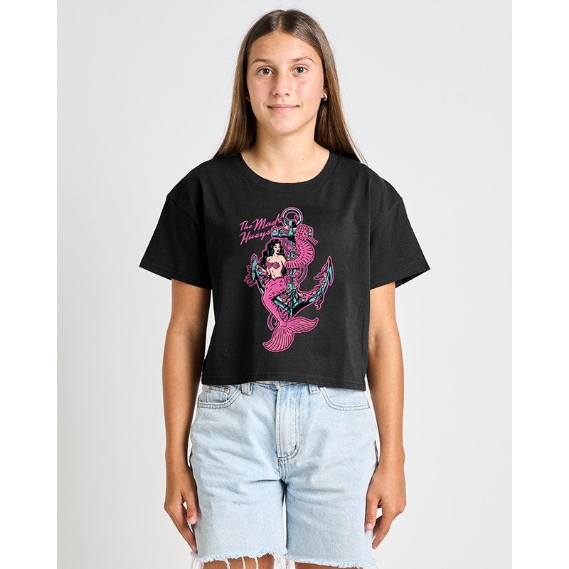 The Mad Hueys SEAHORSE | GIRLS BOXY SS TEE BLACK 6