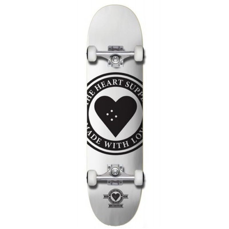 The Heart Supply Badge Logo White Skateboard – 8.25″