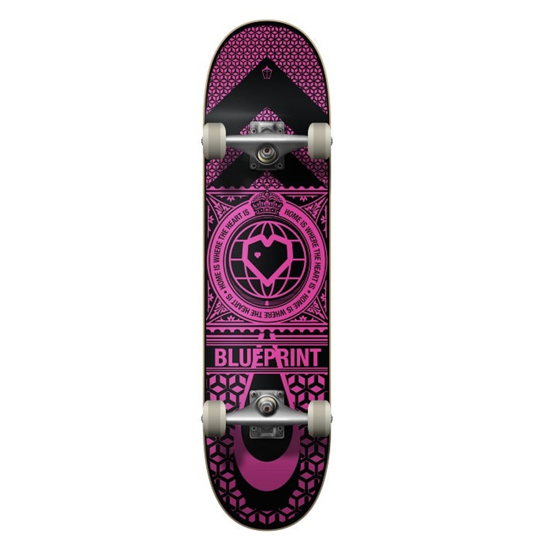 Blueprint Home Heart Black/Pink Skateboard – 7.75″
