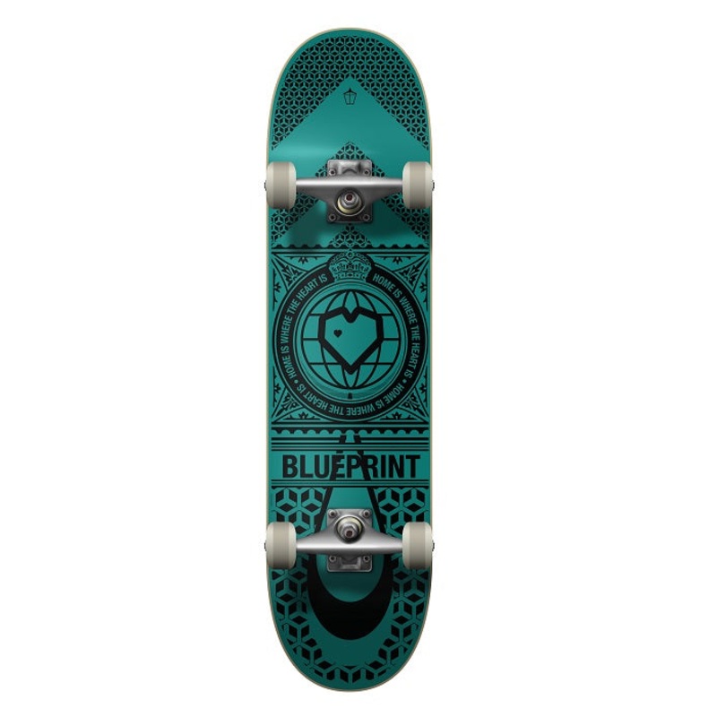 Blueprint Home Heart Black/Turquoise Skateboard – 8.25″