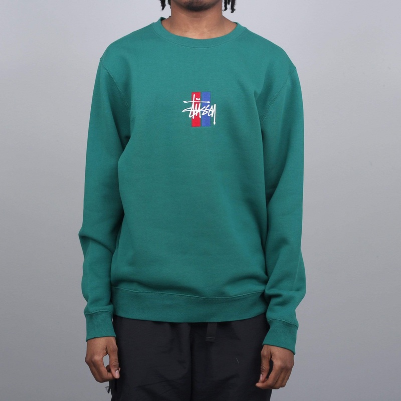 Stussy 2 Bar Stock App Crew Green Small