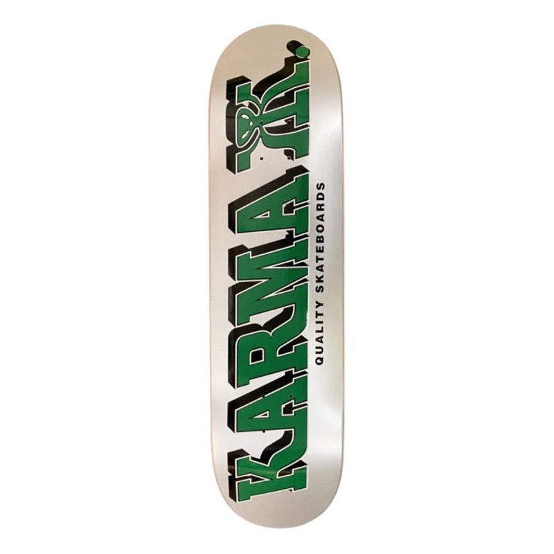 Karma Kizla White/Green Skateboard Deck – 8.25″