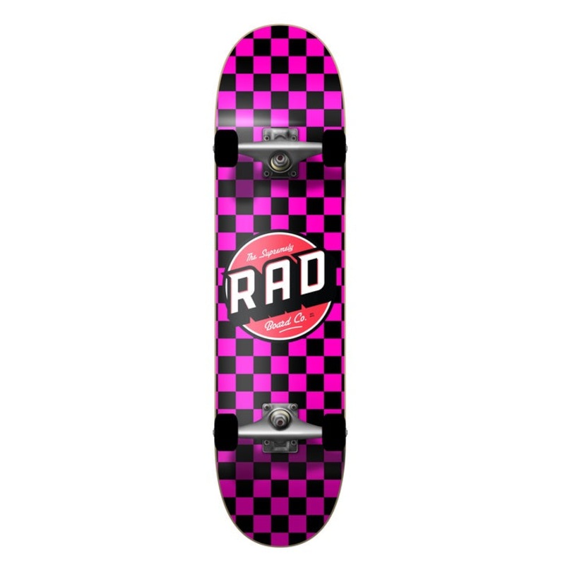Rad Checkers 2 Dude Crew Skateboard Black/Pink – 7.0″