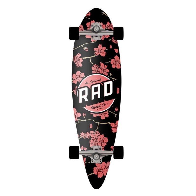 Rad Cherry Blossom Mini Pintail Longboard Red/Black – 32″