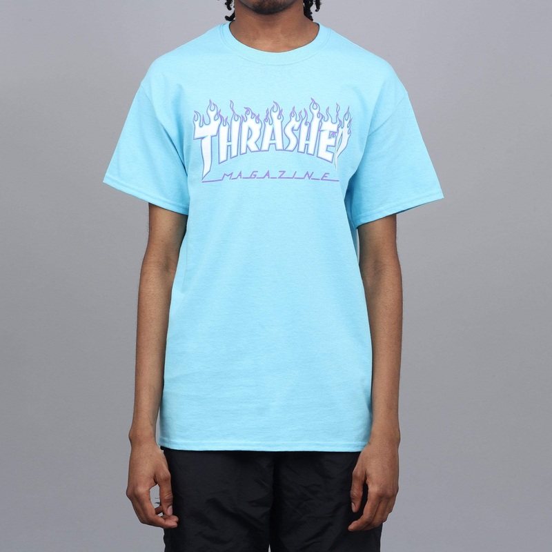 Thrasher Flame Logo T-Shirt Sky Blue Small