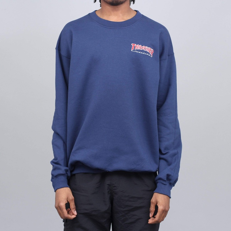 Thrasher Outlined Crew Navy Small