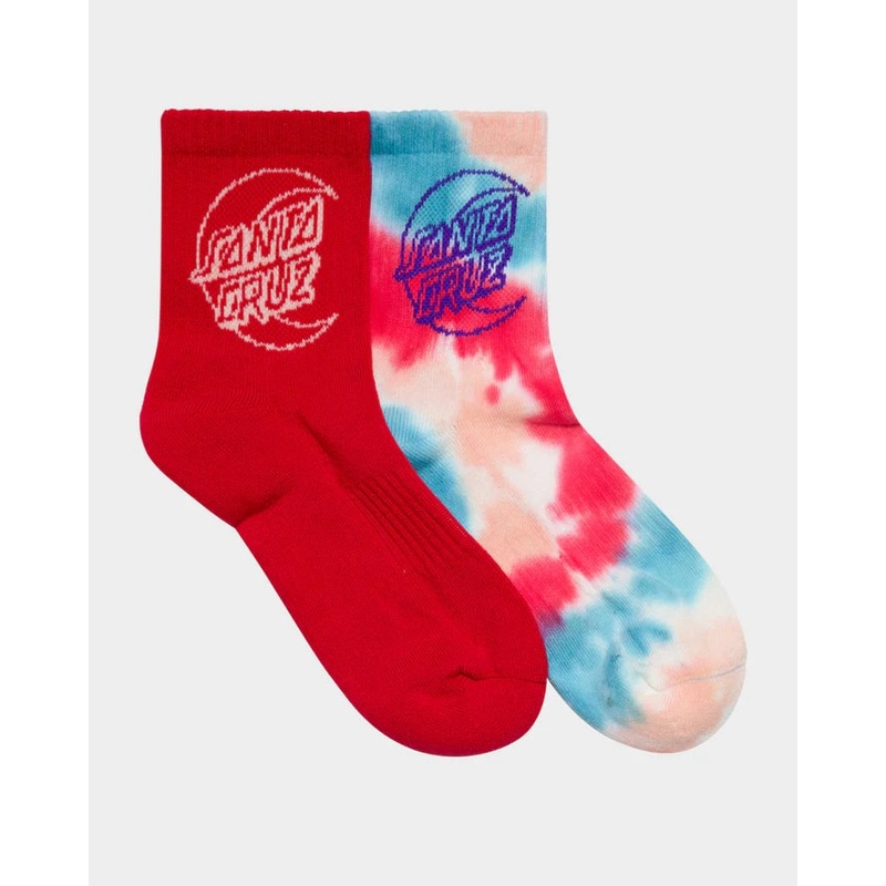 Santa Cruz Moon Dot Outline Girls Mid Socks 2 Pack TURQUOISE TDYE ROSE 2/8