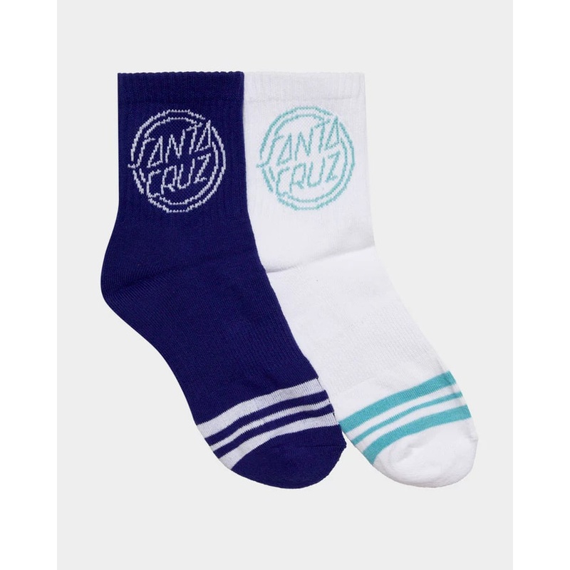 Santa Cruz One Stroke Girls Mid Socks 2 Pack DARK BLUE WHITE 2/8