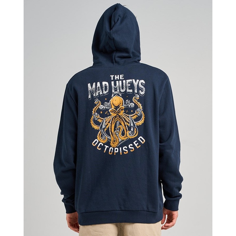 The Mad Hueys ANCHOR OCTOPISSED | HOODED PULLOVER NAVY S