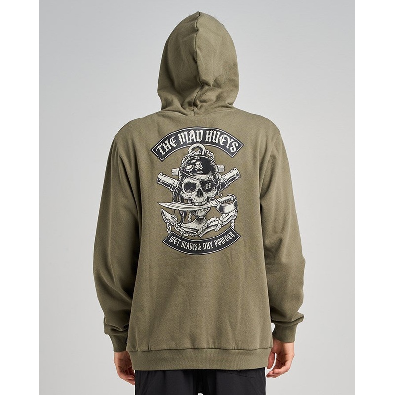 The Mad Hueys HUEYS PIRATE | HOODED PULLOVER OLIVE S