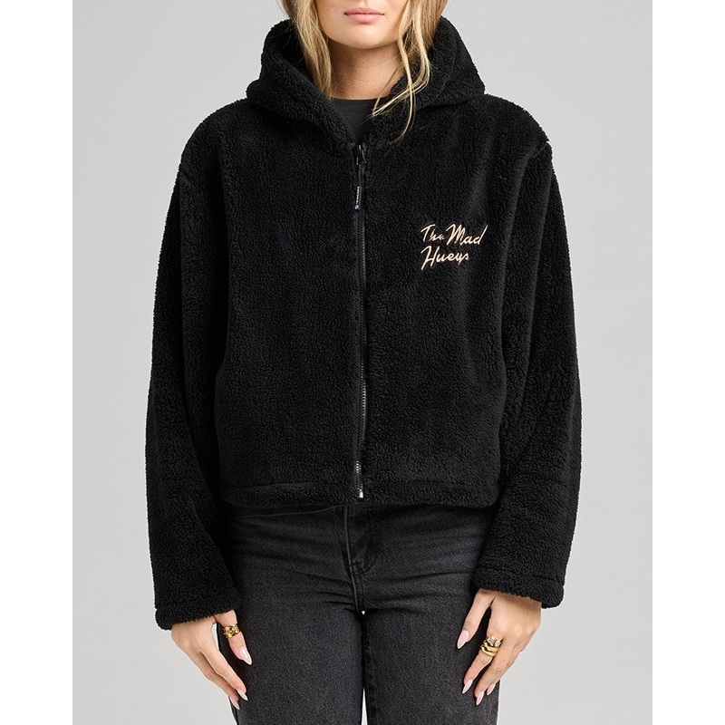 The Mad Hueys SEAHORSE HUEYS | WOMENS HOODED ZIP THROUGH BLACK XS