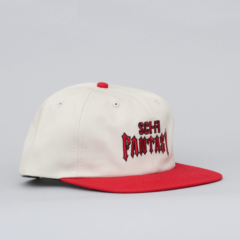 Sci-Fi Fantasy Biker Cap Tan / Red