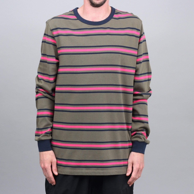 Pop Trading Harold Stripe Longsleeve T-Shirt Combat / Pink Small