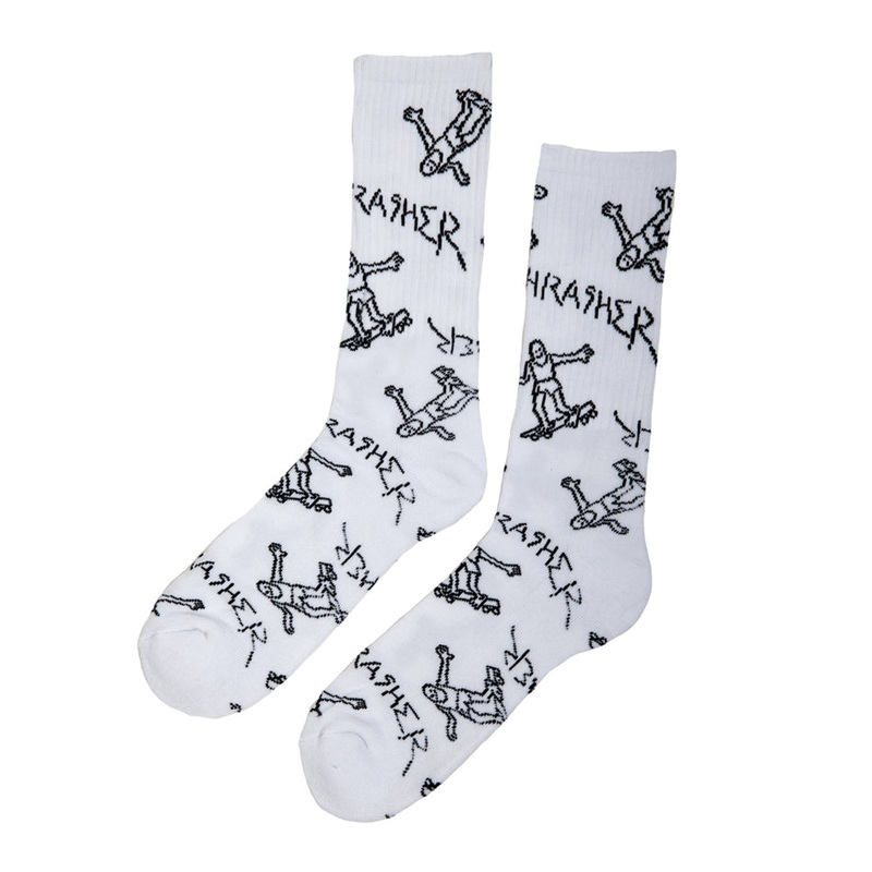 Thrasher Gonz Logo Crew Socks WHITE OSFM