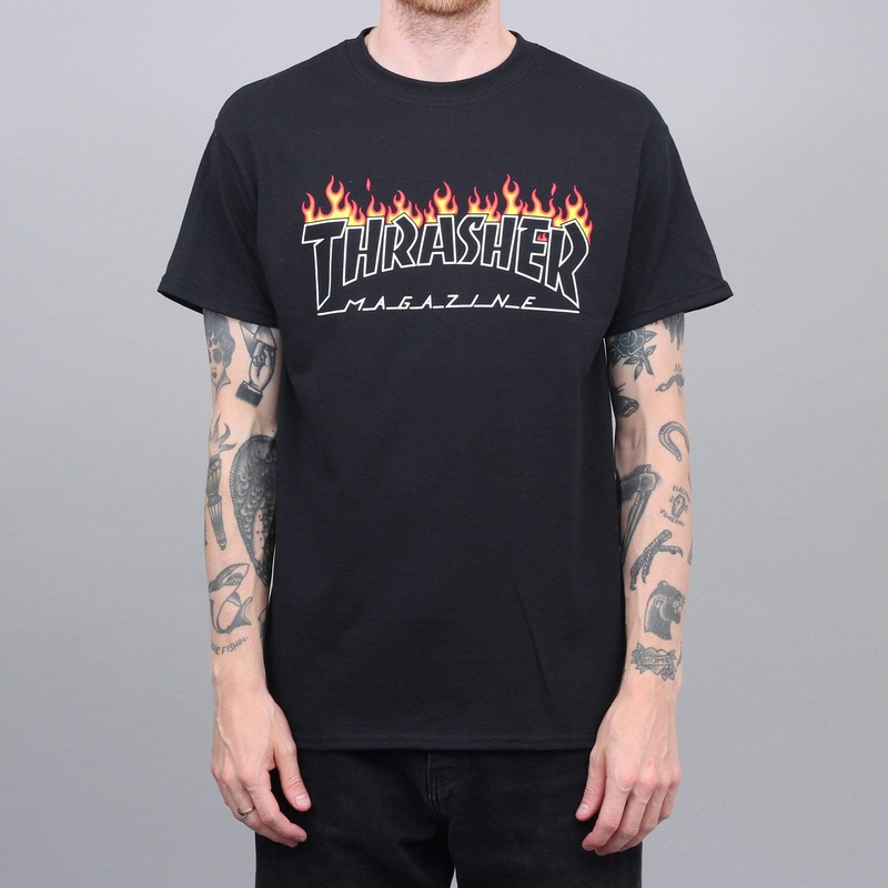 Thrasher Scorched Outline T-Shirt Black Small
