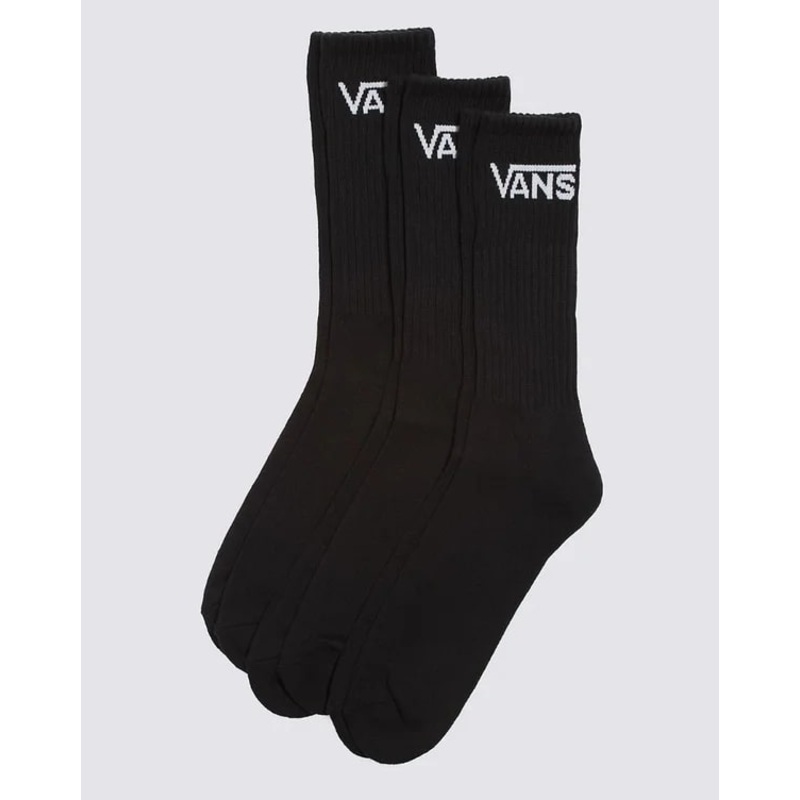 Vans Classic Crew Socks 3 Pack Black BLK 6.5 to 9