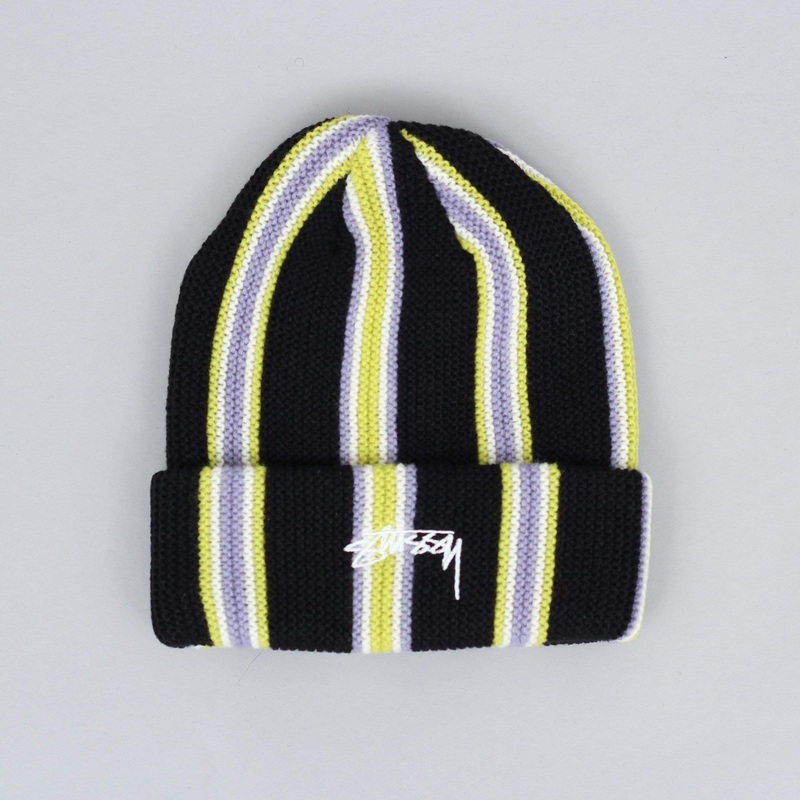 Stussy Vertical Stripe Cuff Beanie Black