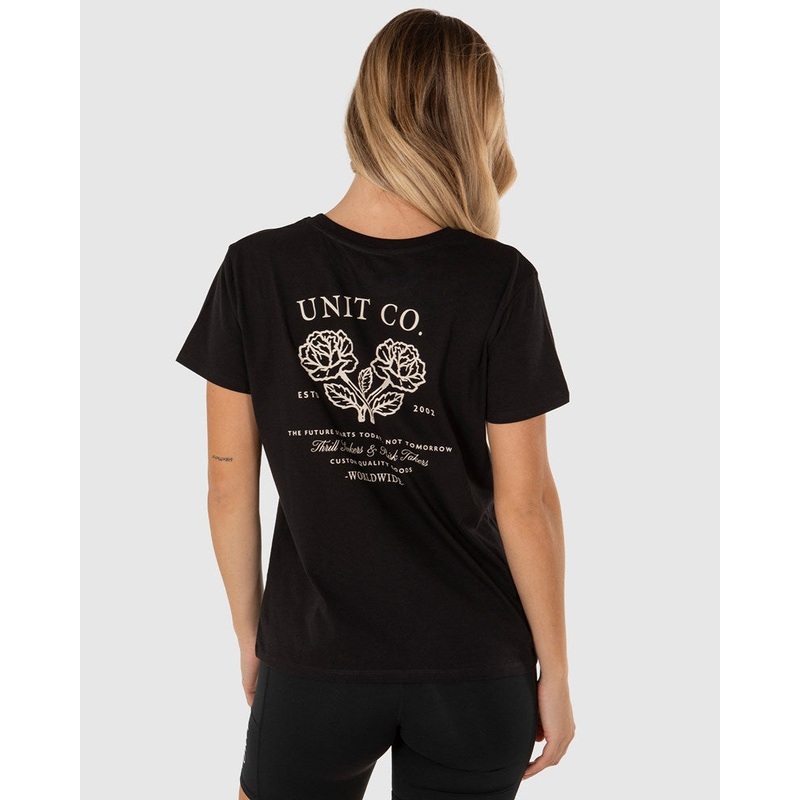 Unit Rosette Womens Tee BLACK 6/2XS
