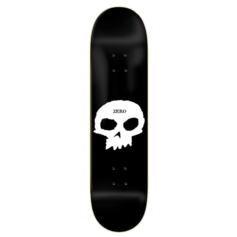 Zero Single Skull Black/White Skateboard Deck – 8.0″
